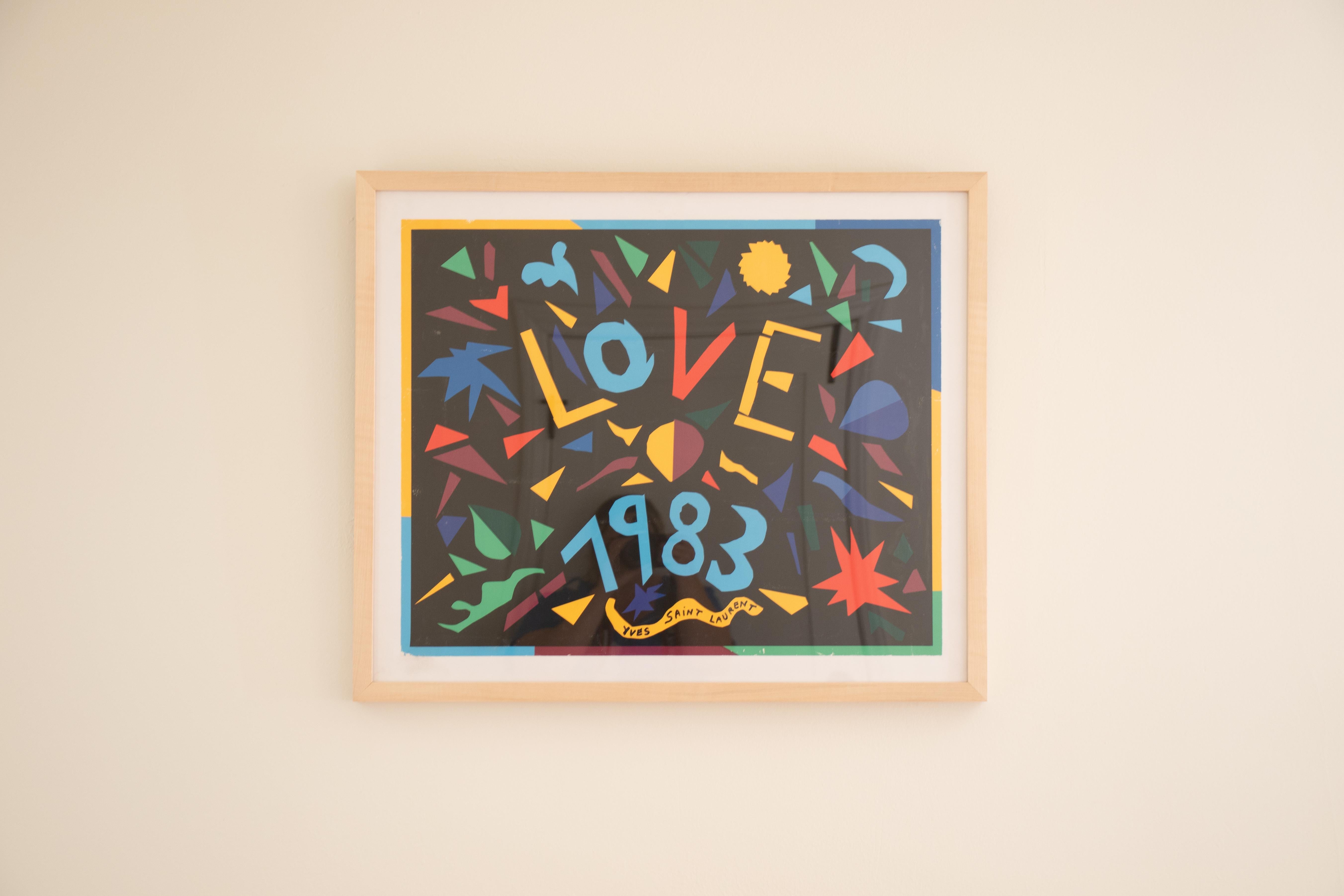 Yves Saint Laurent Love Poster, 1983 In Fair Condition In Los Angeles, CA