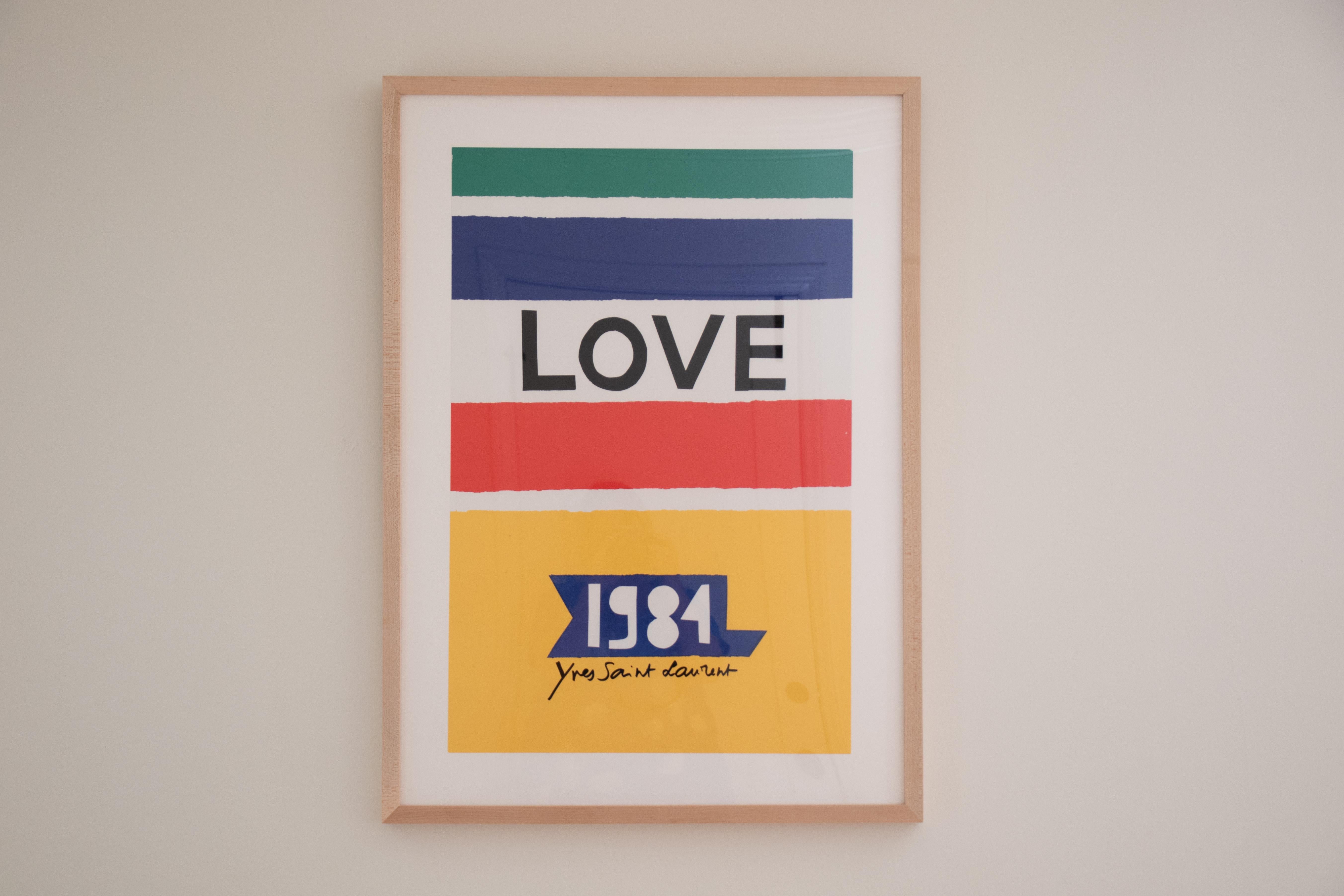 French Yves Saint Laurent Love Poster, 1984