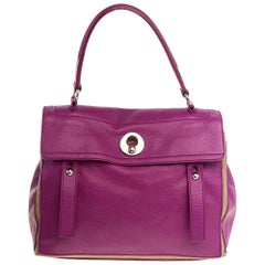 Yves Saint Laurent Magenta Leather and Canvas Muse Two Satchel