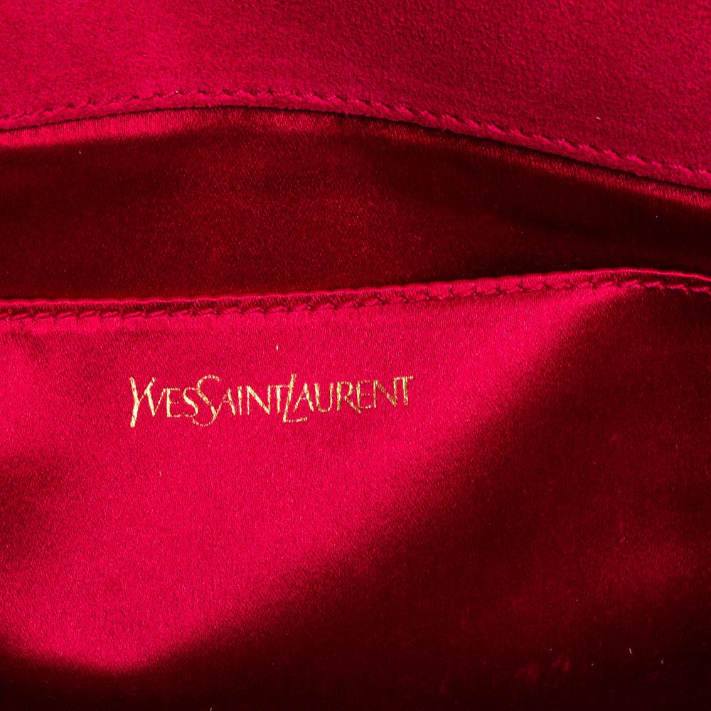 Yves Saint Laurent Magenta Patent Leather Belle De Jour Flap Clutch 8