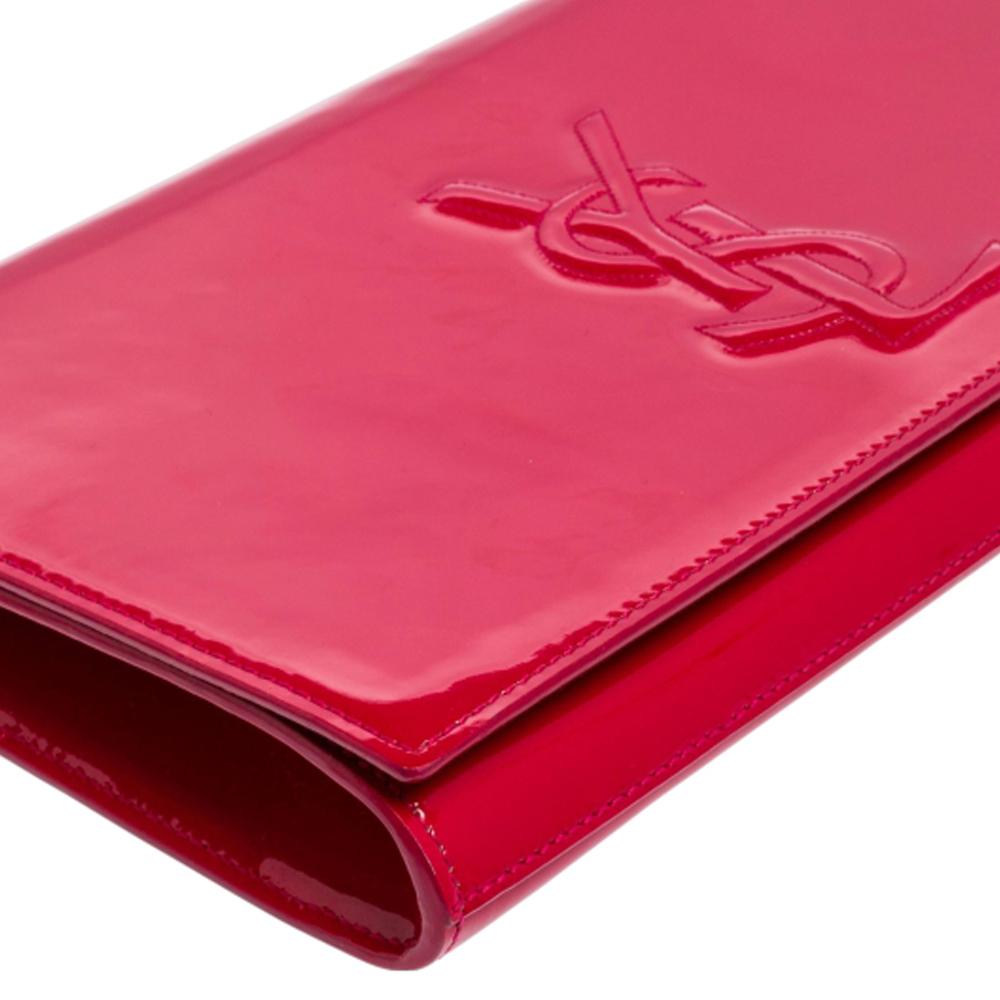 Yves Saint Laurent Magenta Patent Leather Belle De Jour Flap Clutch 2