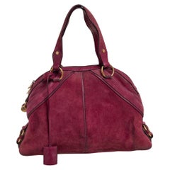 Yves Saint Laurent Magenta Suede And Leather Large Muse Bag