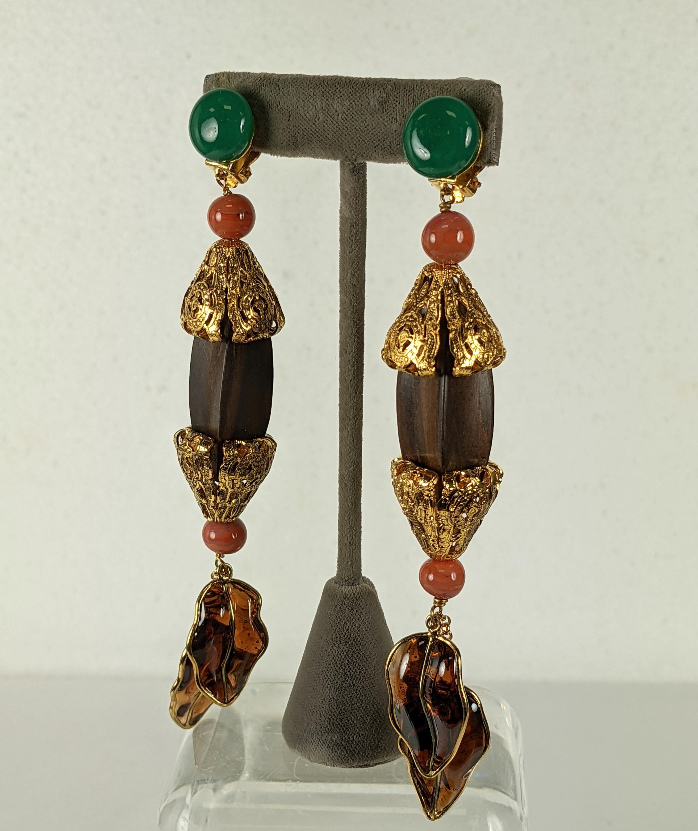 Yves Saint Laurent Maison Gripoix Chinese Opium Earrings In Excellent Condition For Sale In New York, NY