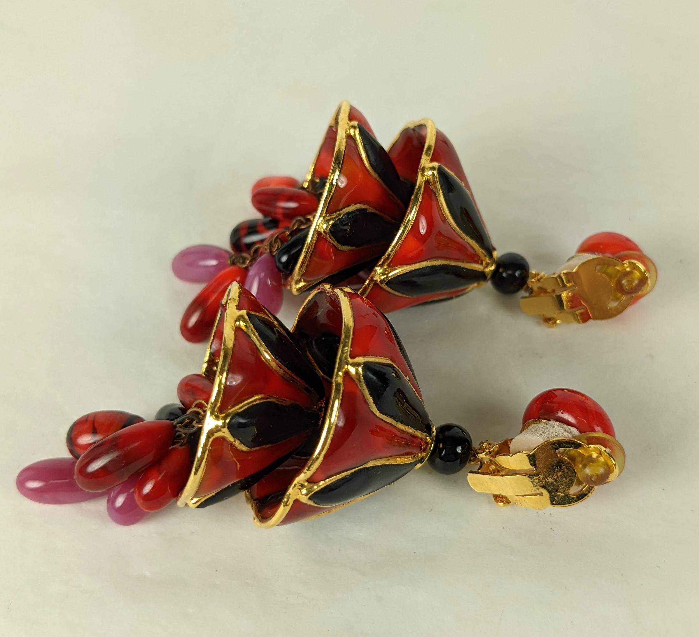 Yves Saint Laurent Maison Gripoix Glass F/W 1977 Chinese Earclips For Sale 1