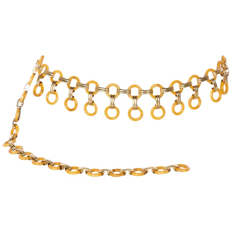 Collier Court En Métal Chromé Vintage - Style Années 1970/1980 - Occasion