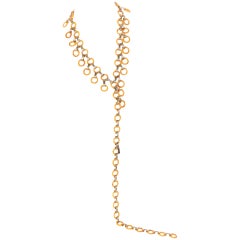 Yves Saint Laurent Marbled Yellow Bakelite Gold Link Necklace Belt , 1970s