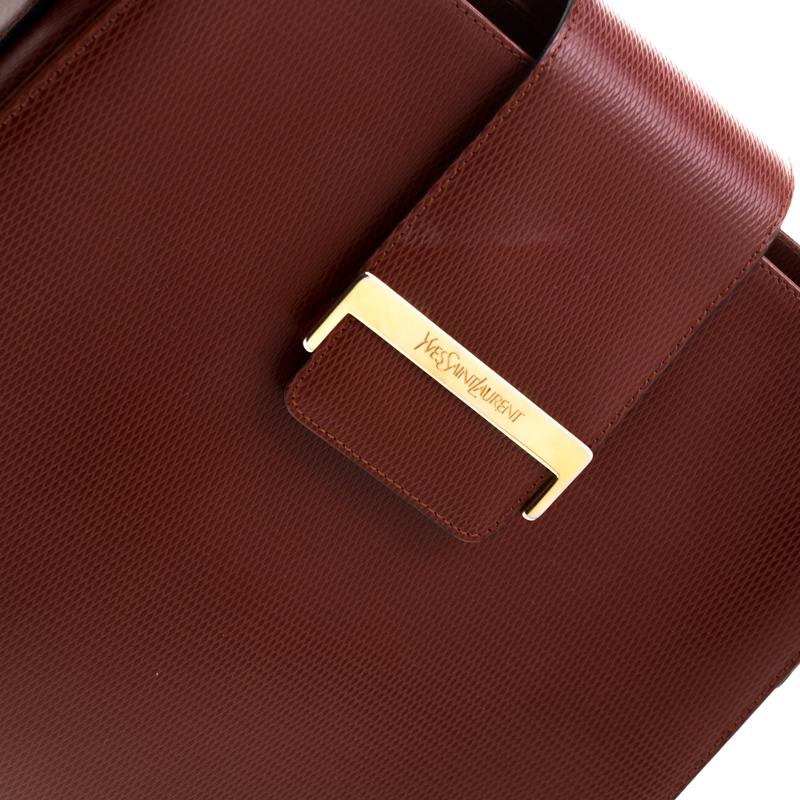 Brown Yves Saint Laurent Maroon Leather Shoulder Bag