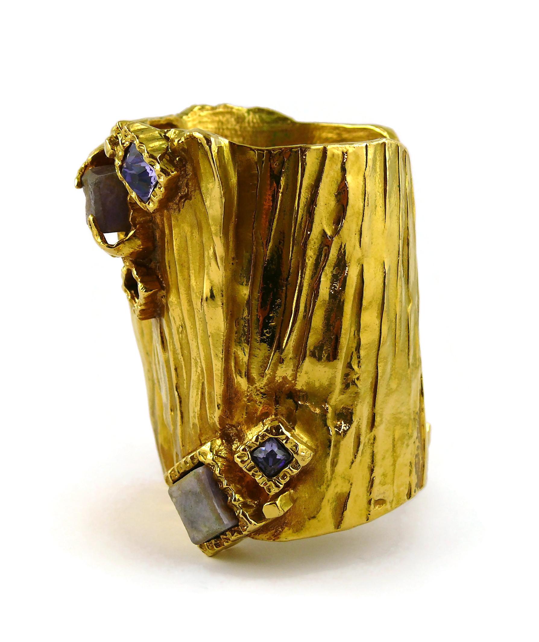Yves Saint Laurent Massive Jewelled Arty Cuff Bracelet For Sale 2