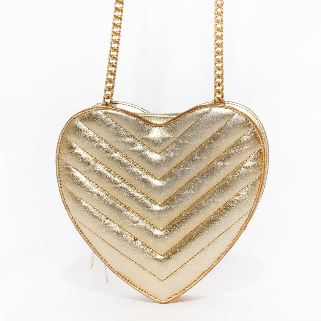 Beige Yves Saint Laurent Matelasse Chevron Heart Bag