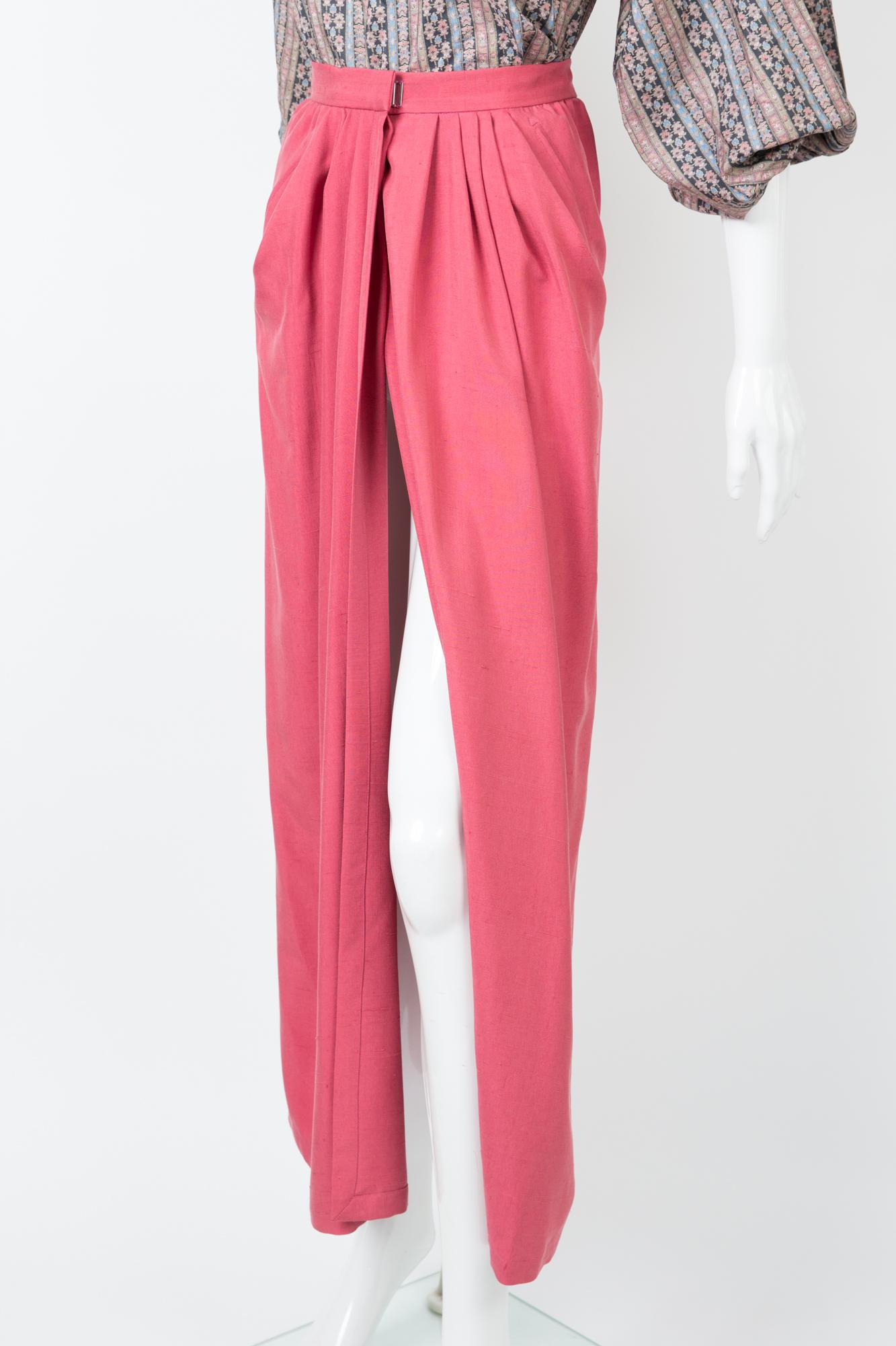 Women's  Yves Saint Laurent Maxi Long Pink Silk Skirt