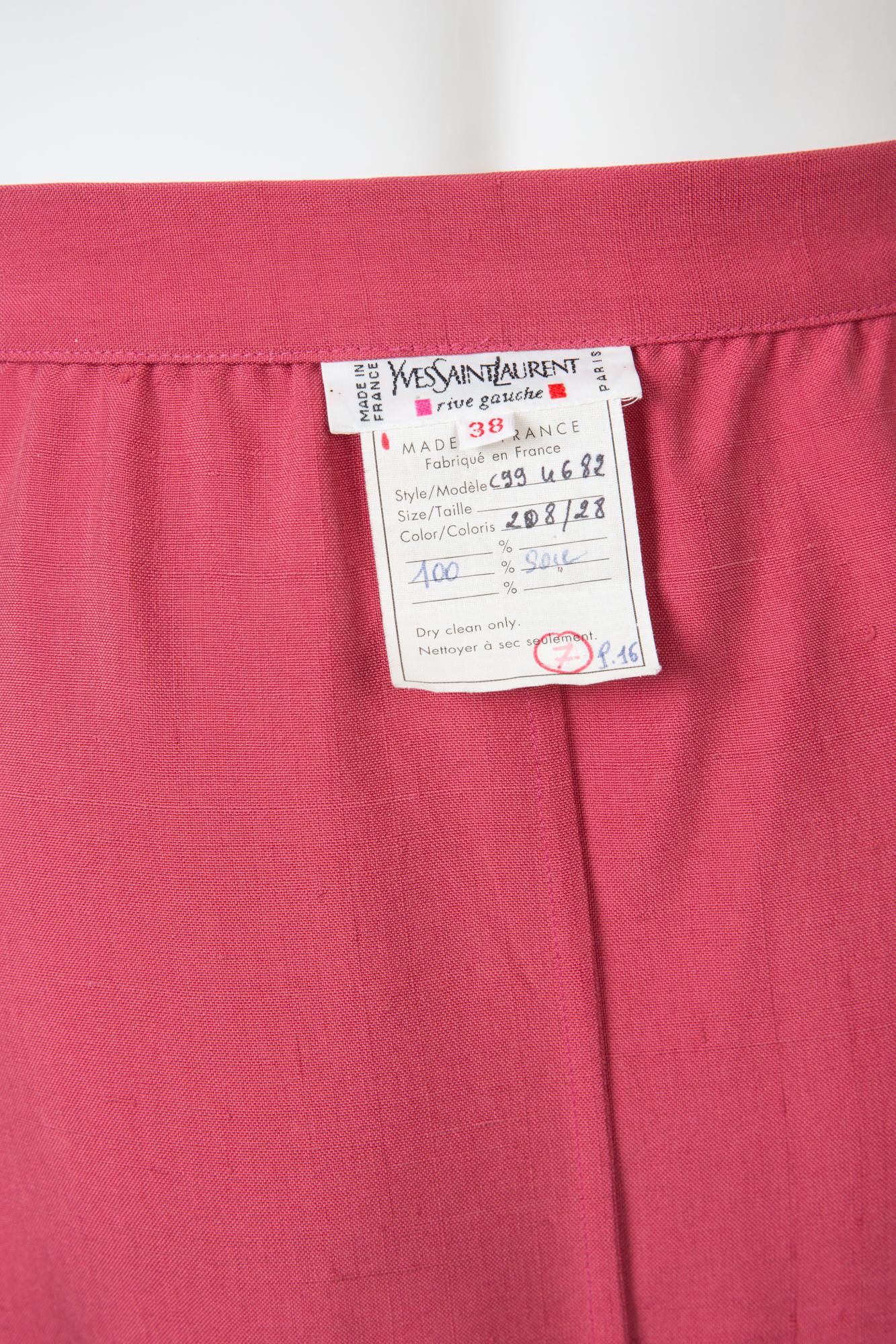  Yves Saint Laurent Maxi Long Pink Silk Skirt 1