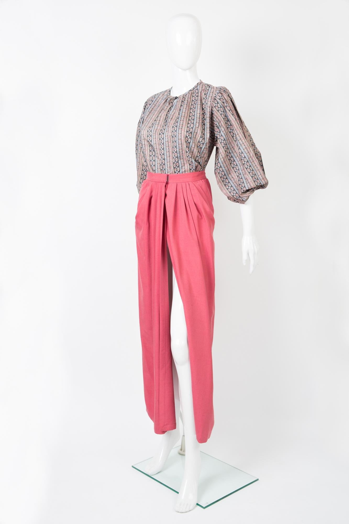  Yves Saint Laurent Maxi Long Pink Silk Skirt 2