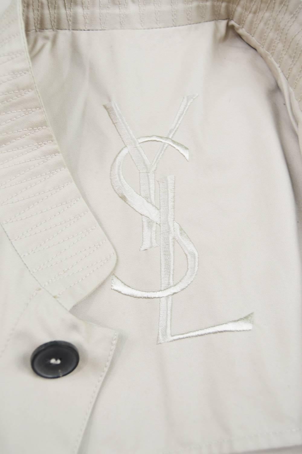 Yves Saint Laurent Men's Beige Cotton Single Breasted YSL Safari Jacket  2
