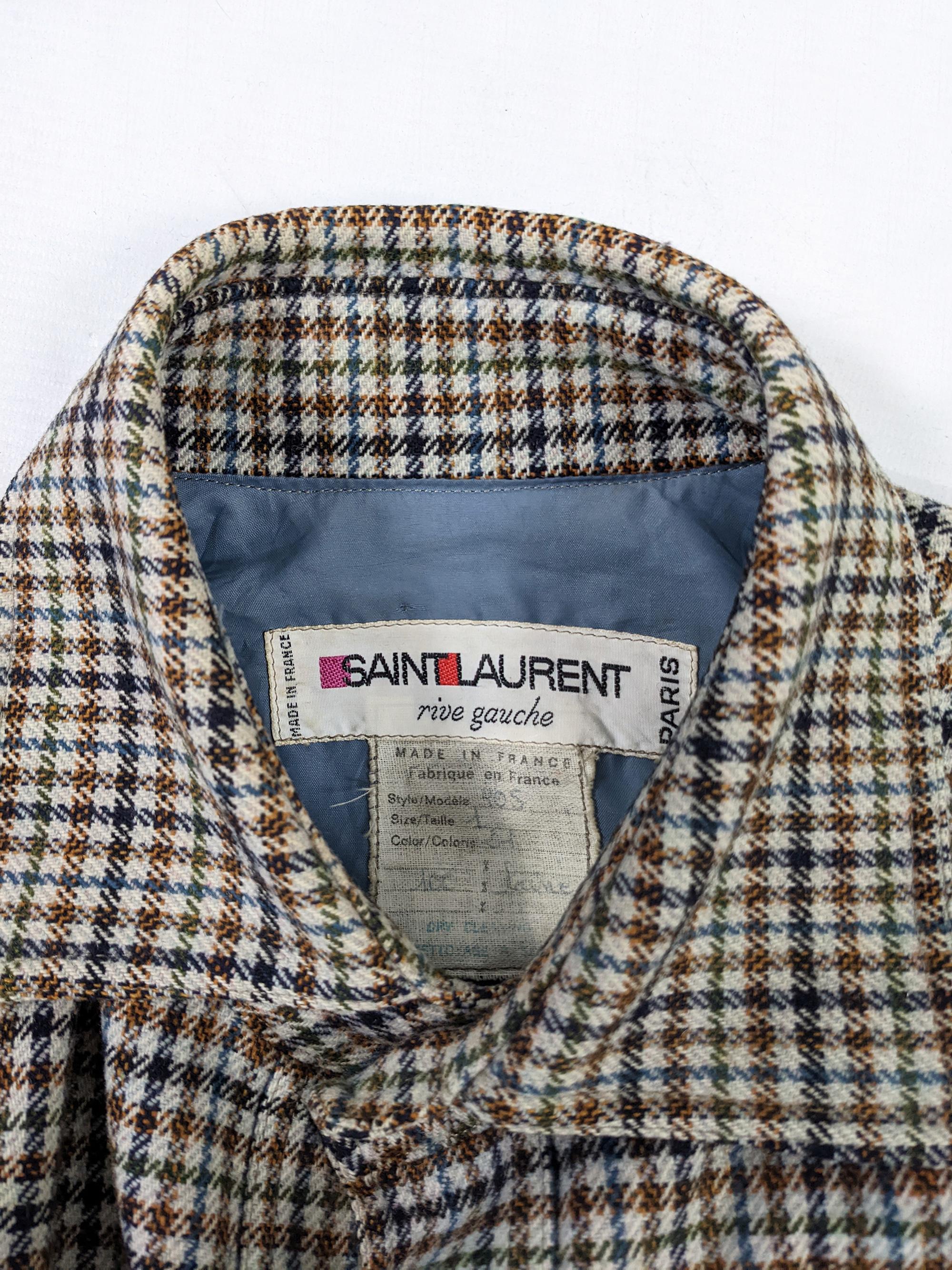 Yves Saint Laurent Mens Vintage YSL Wool Tweed Check Blouson Jacket, 1970s 1