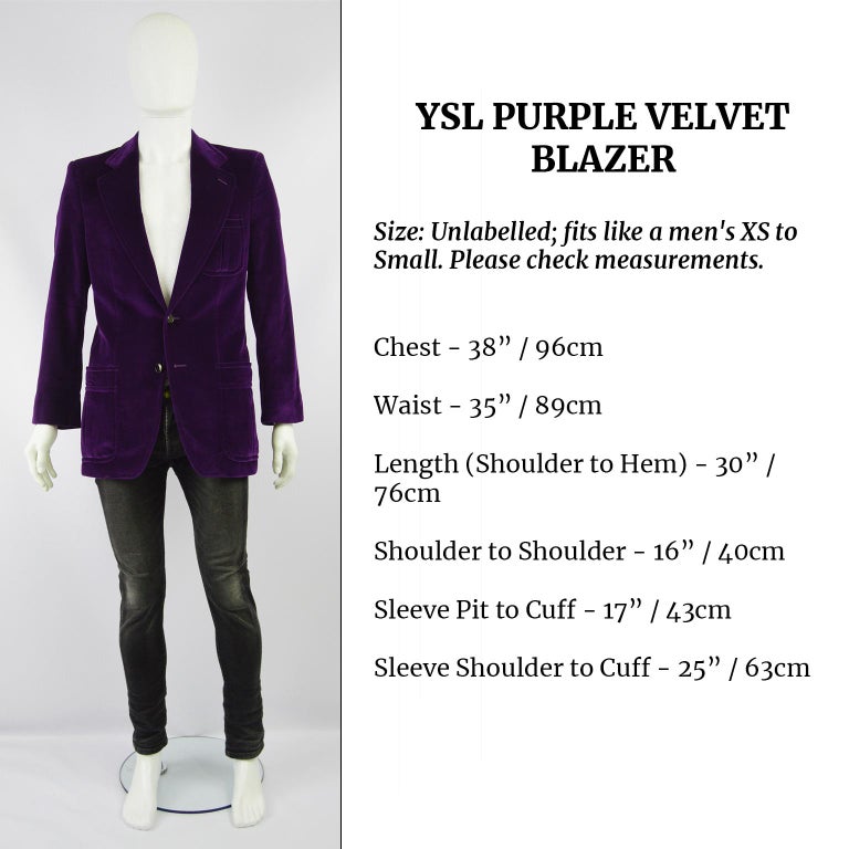 Yves Saint Laurent Men's YSL Deep Purple Velvet Evening Dinner Jacket