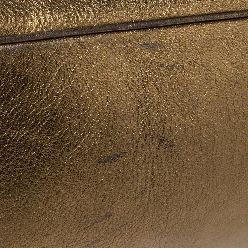 Yves Saint Laurent Metallic Bronze Leather and Suede Dome Satchel 3
