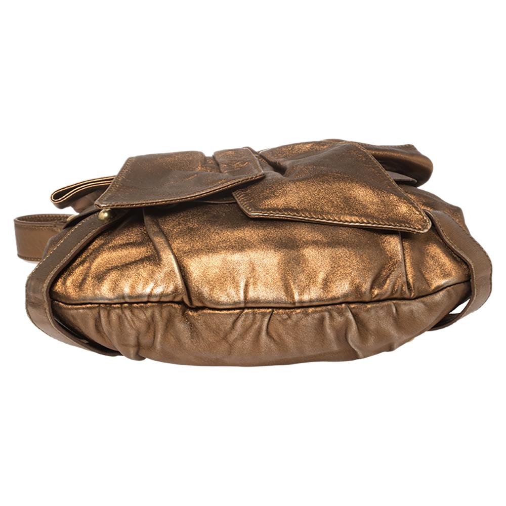 Yves Saint Laurent Metallic Bronze Leather Sac Bow Hobo 3