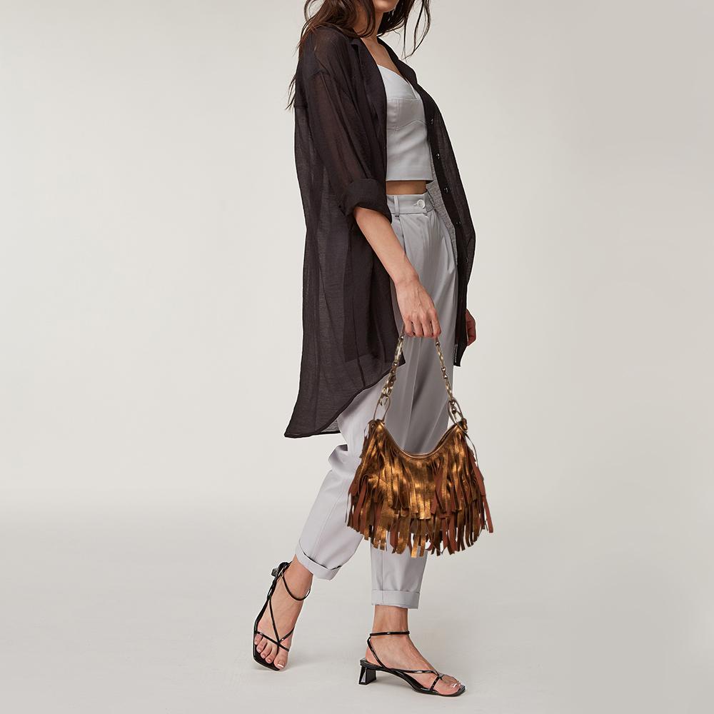 La Boheme Hobo aus braunem Metallic-Leder von Yves Saint Laurent (Braun)