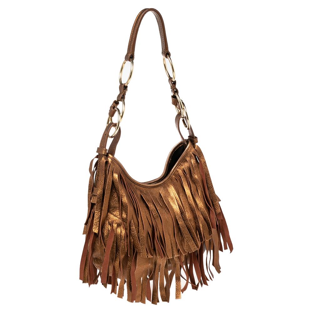 La Boheme Hobo aus braunem Metallic-Leder von Yves Saint Laurent im Zustand „Gut“ in Dubai, Al Qouz 2