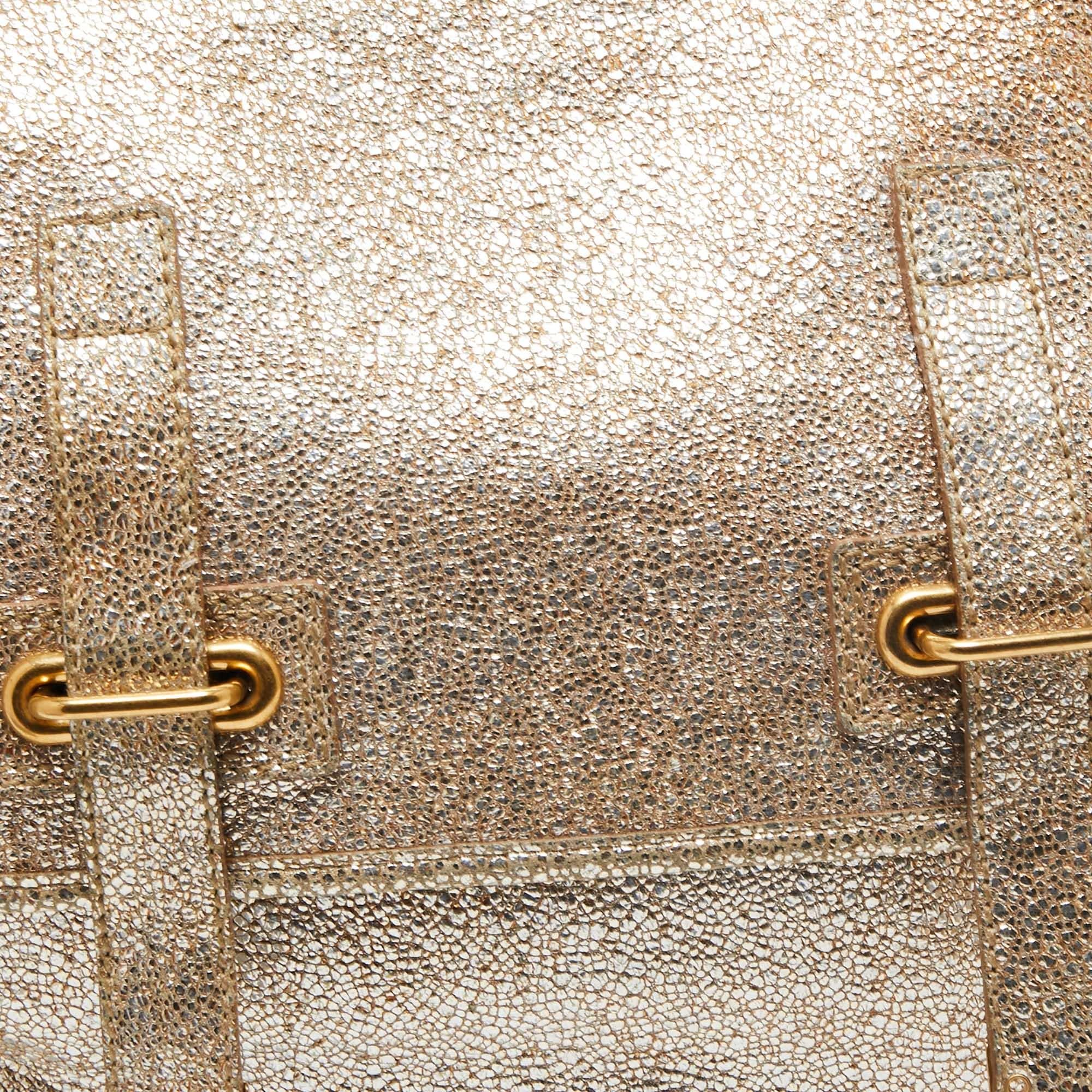 Yves Saint Laurent Metallic Gold Leather Besace Shoulder Bag 1