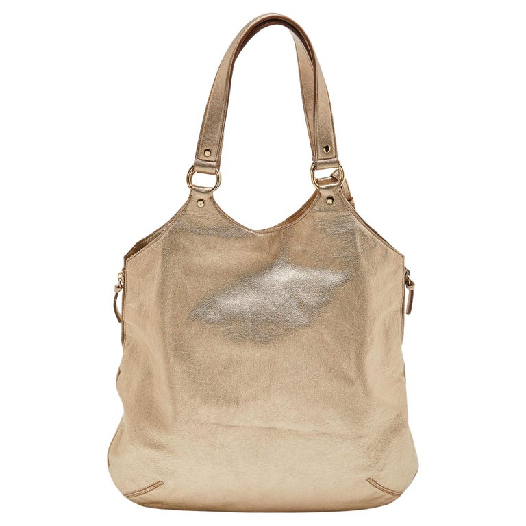 Saint Laurent Maxi Cabas Rive Gauche Tote Bag In Khaki,brown