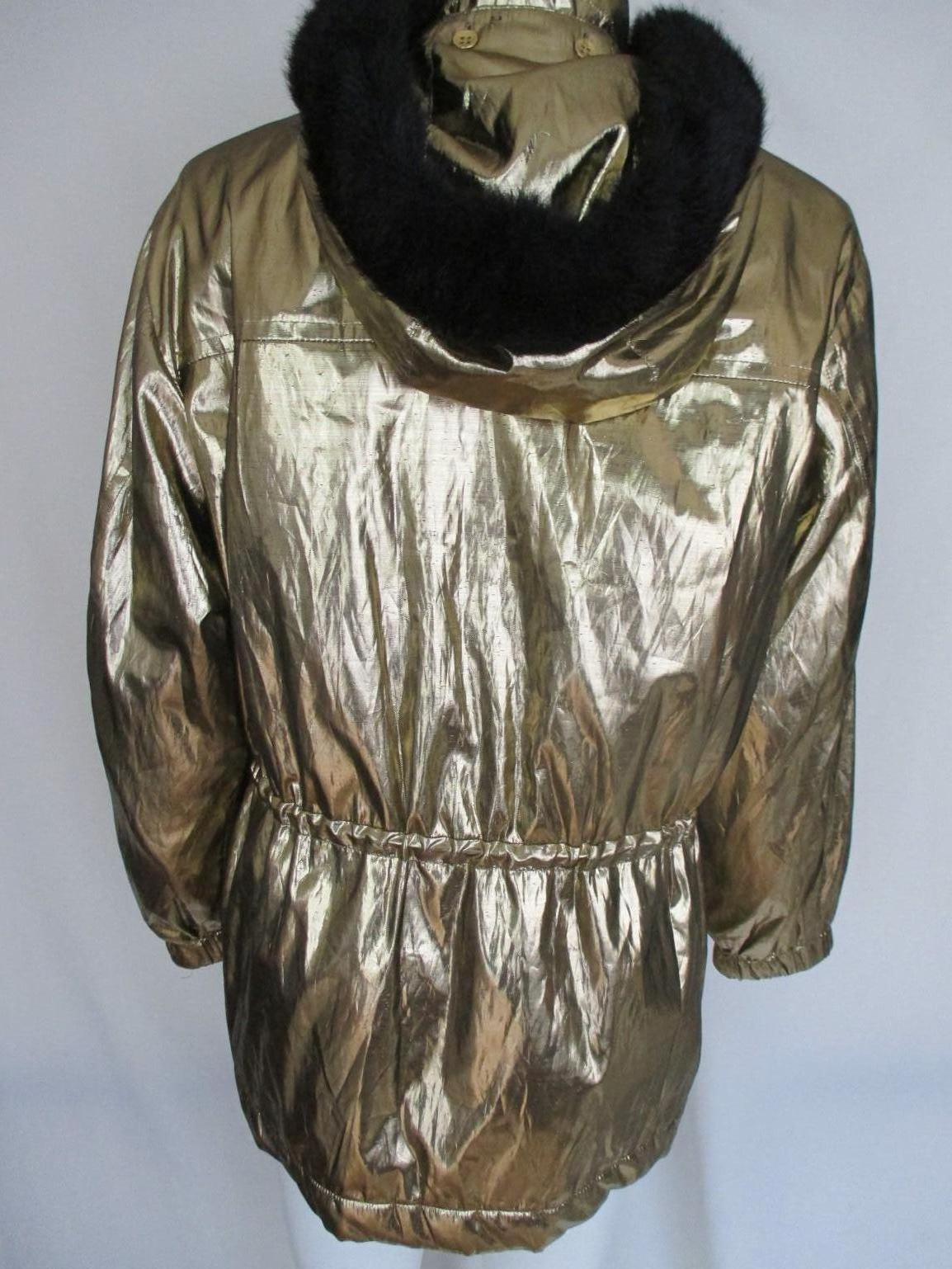 Yves Saint Laurent Parka à capuche dorée métallisée  Bon état - En vente à Amsterdam, NL