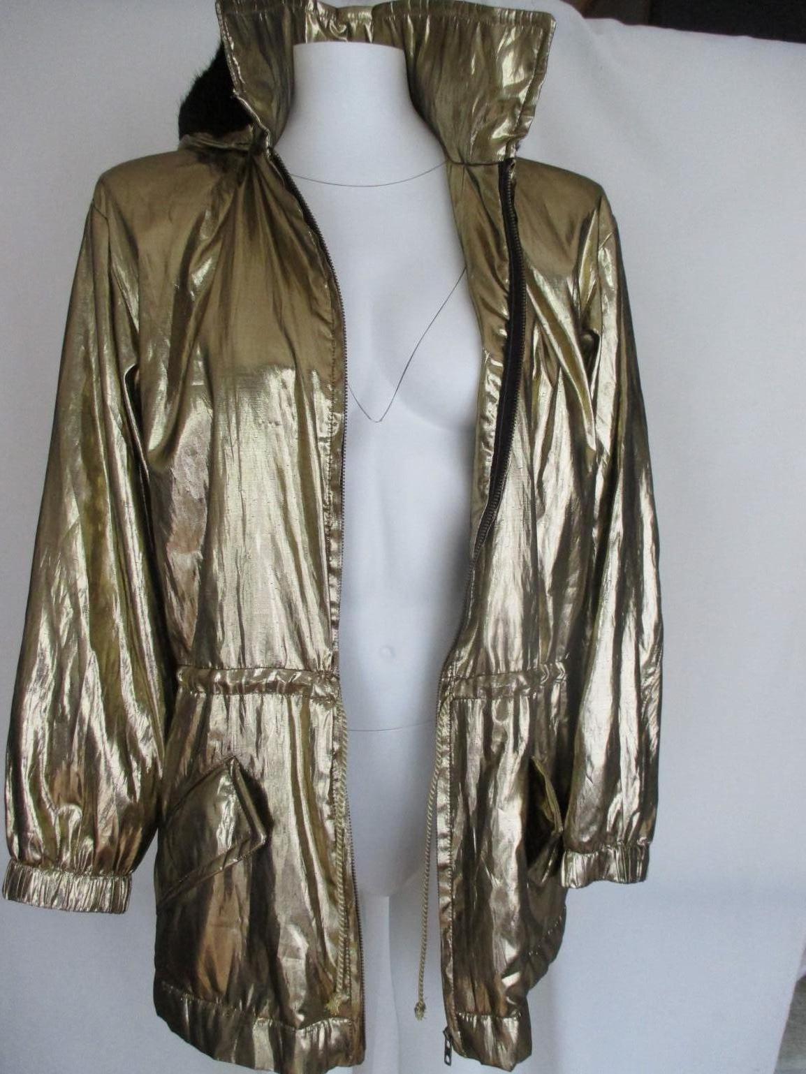 Yves Saint Laurent Metallic Gold Parka Hooded Jacket  In Good Condition For Sale In Amsterdam, NL