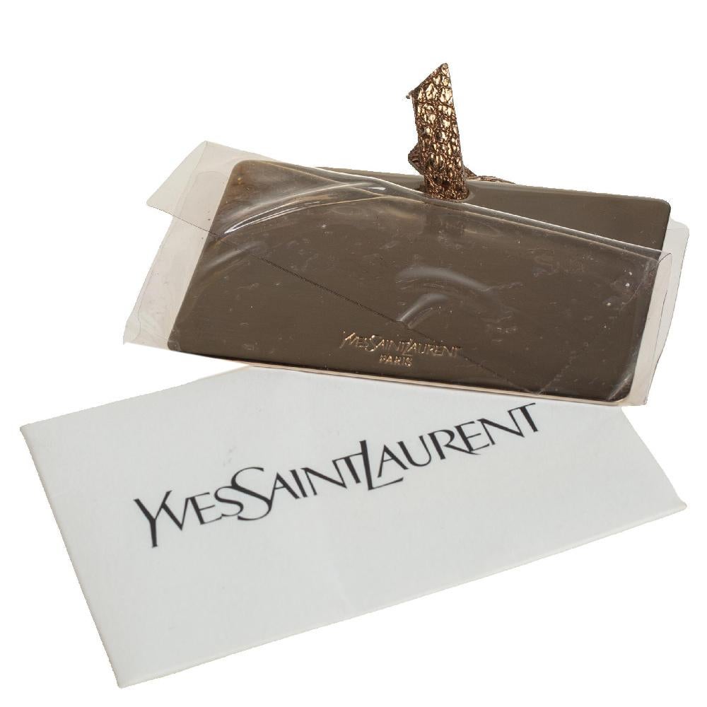 Yves Saint Laurent Metallic Gold Textured Leather Emma Chain Bag 3