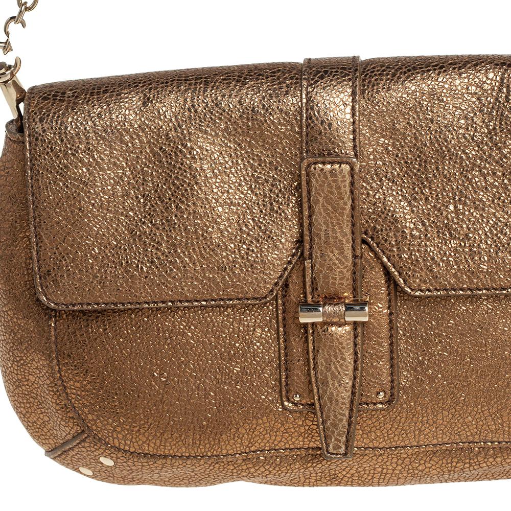 Yves Saint Laurent Metallic Gold Textured Leather Emma Chain Bag 5