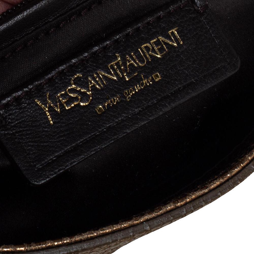 Women's Yves Saint Laurent Metallic Gold Textured Leather Emma Chain Bag