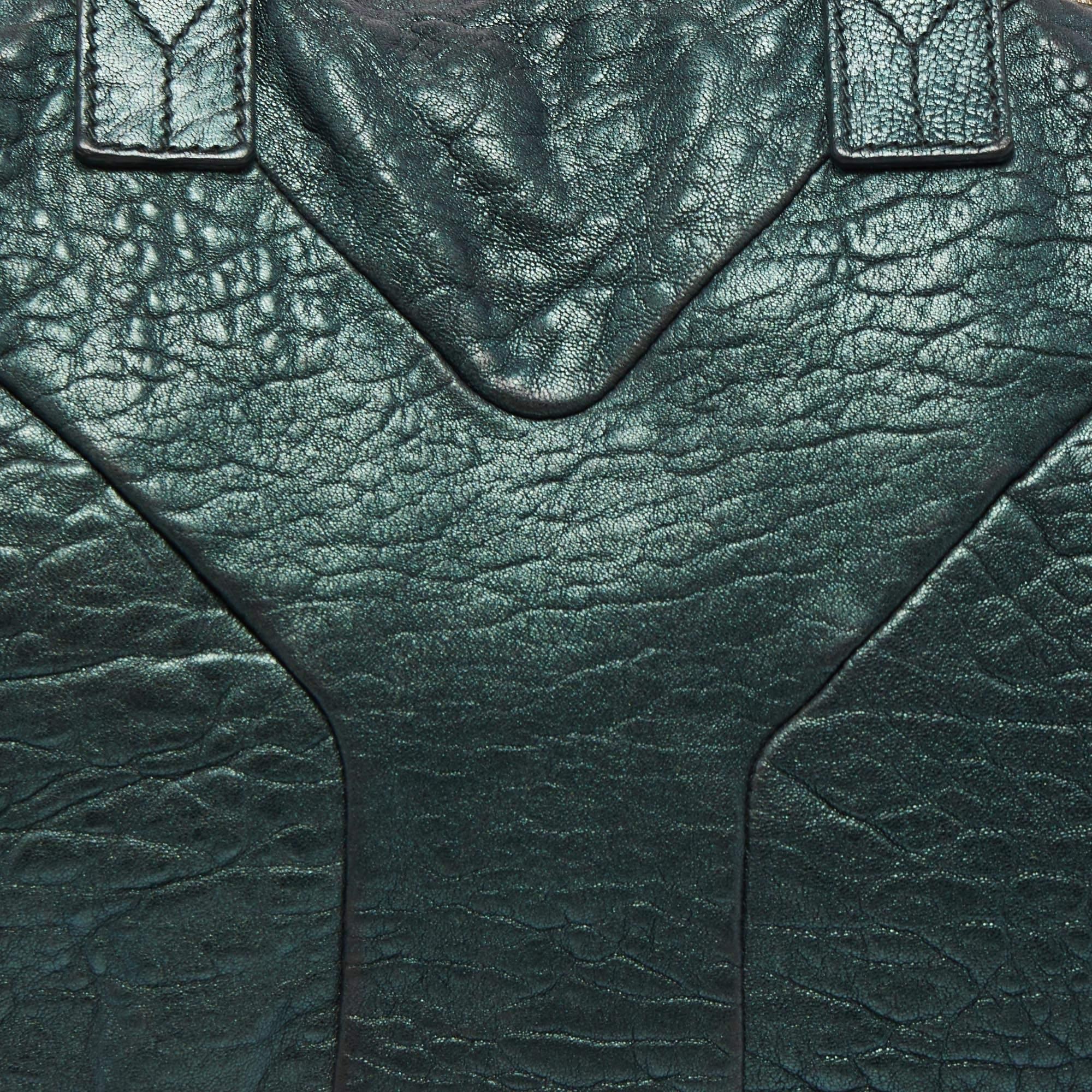 Women's Yves Saint Laurent Metallic Green Leather Medium Easy Y Bag
