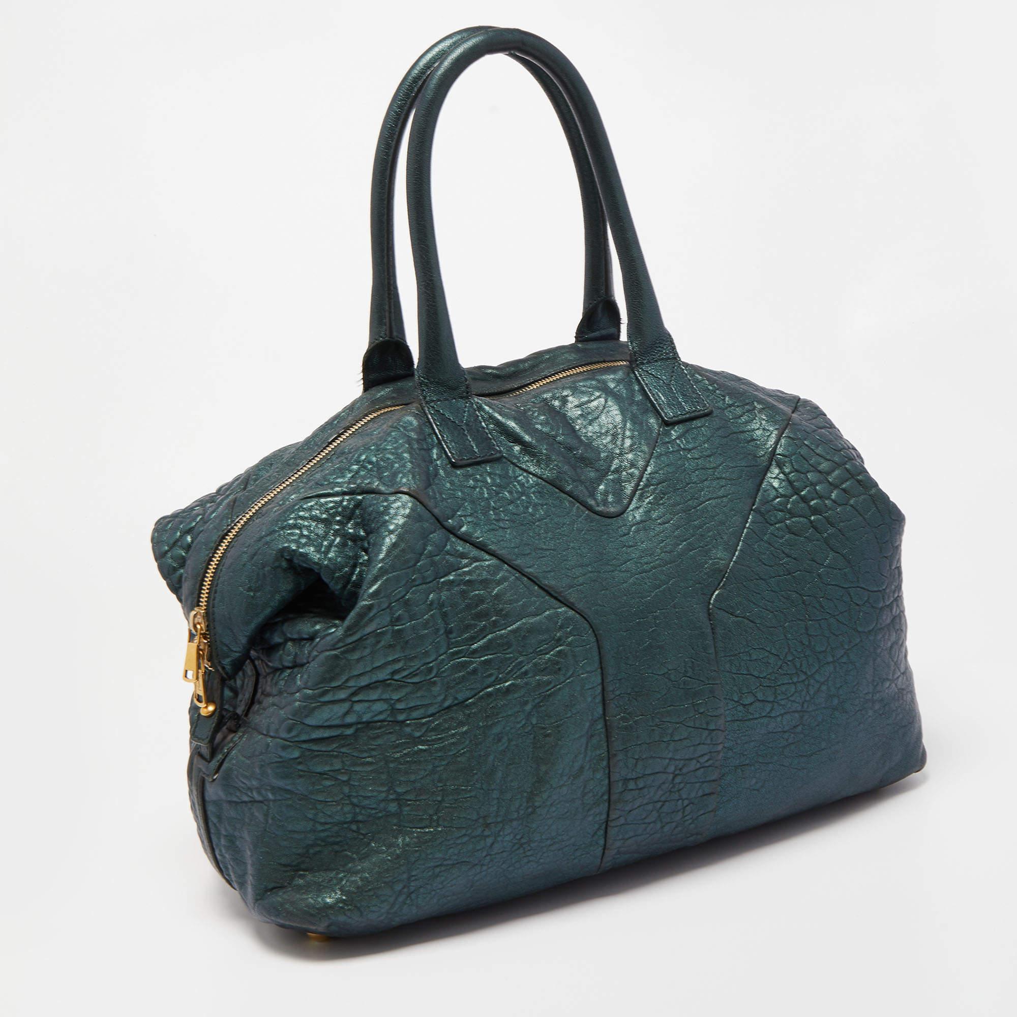 Yves Saint Laurent Metallic Green Leather Medium Easy Y Bag 1