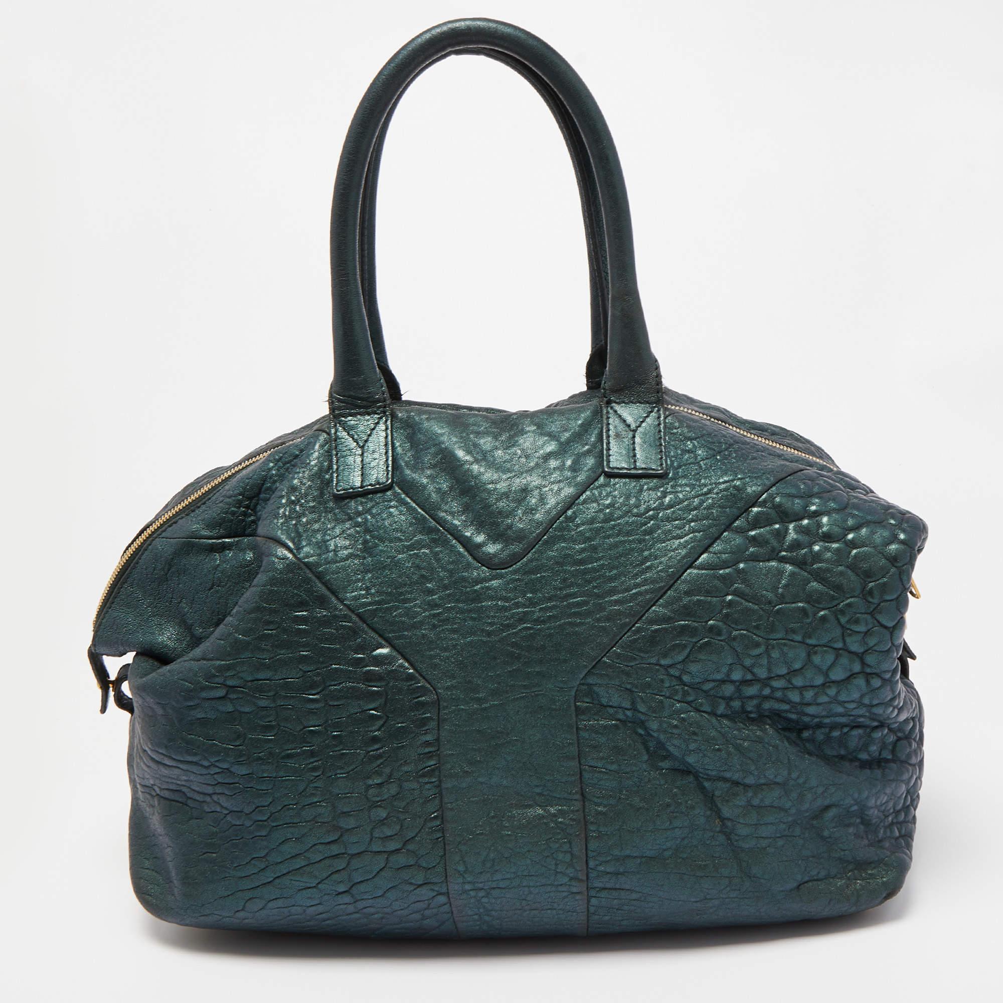 Yves Saint Laurent Metallic Green Leather Medium Easy Y Bag 3