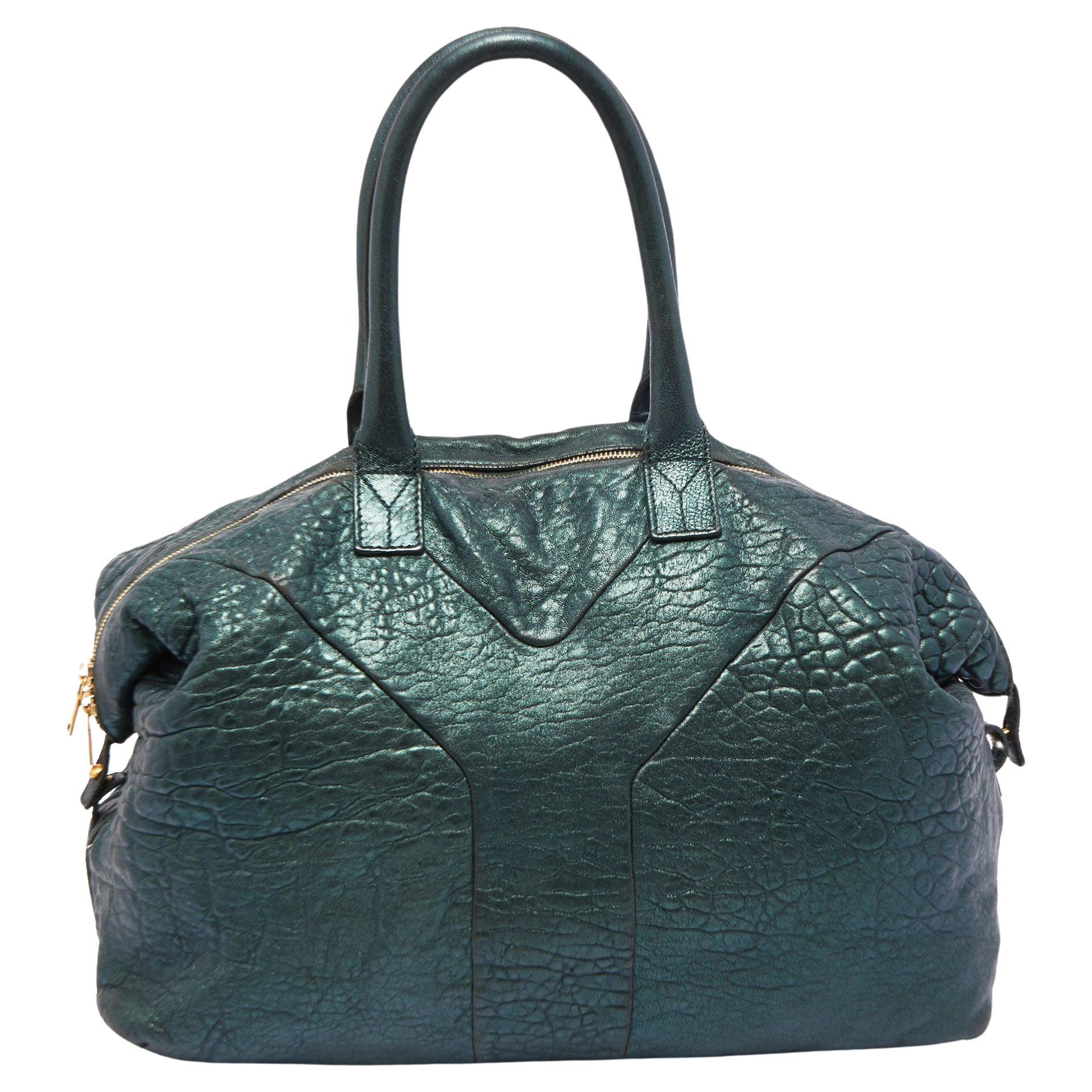 Yves Saint Laurent Metallic Green Leather Medium Easy Y Bag