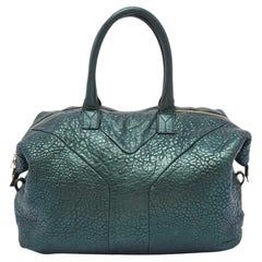Yves Saint Laurent Borsa media Easy Y in pelle verde metallizzata