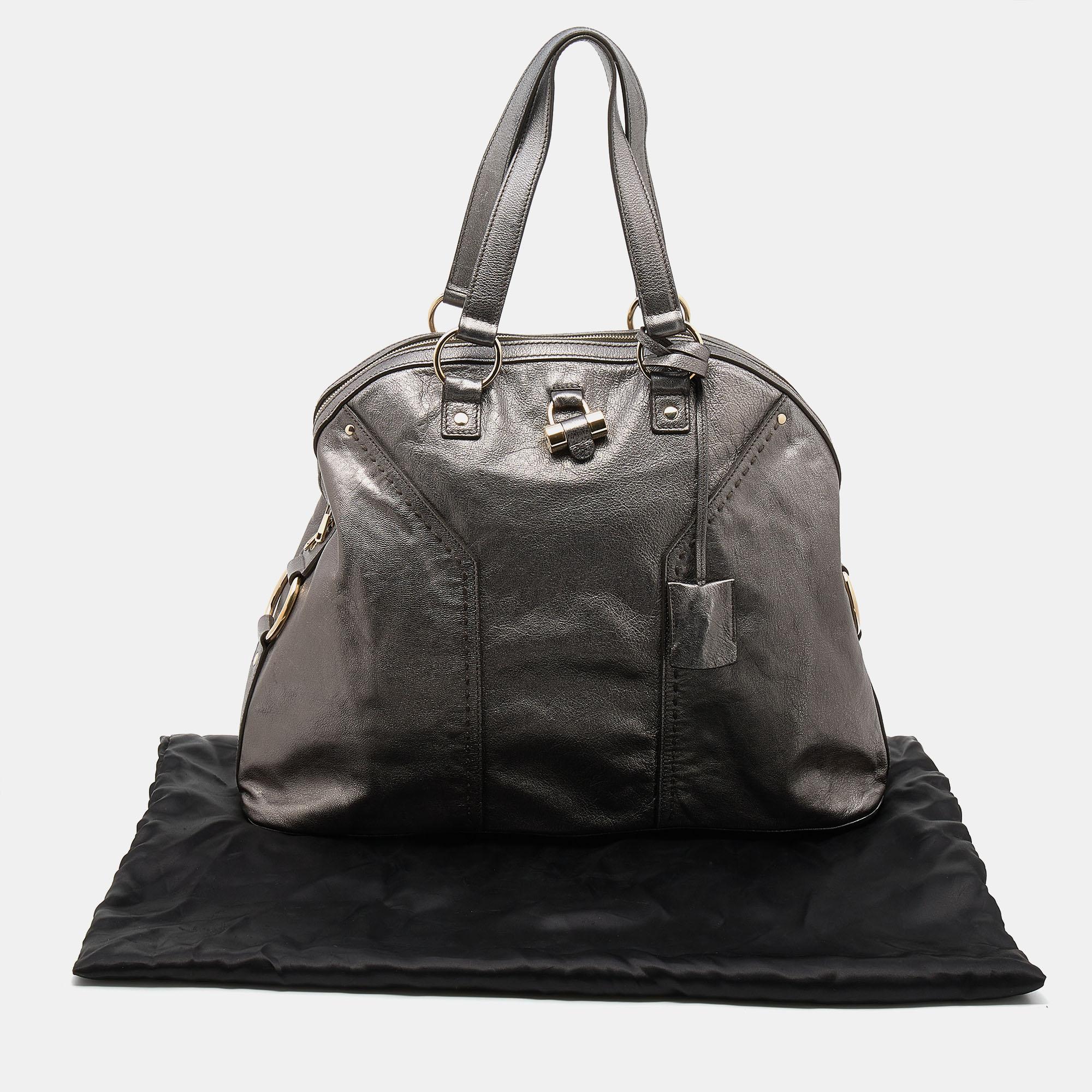 Yves Saint Laurent Metallic Grey Leather Large Muse Satchel For Sale at  1stDibs