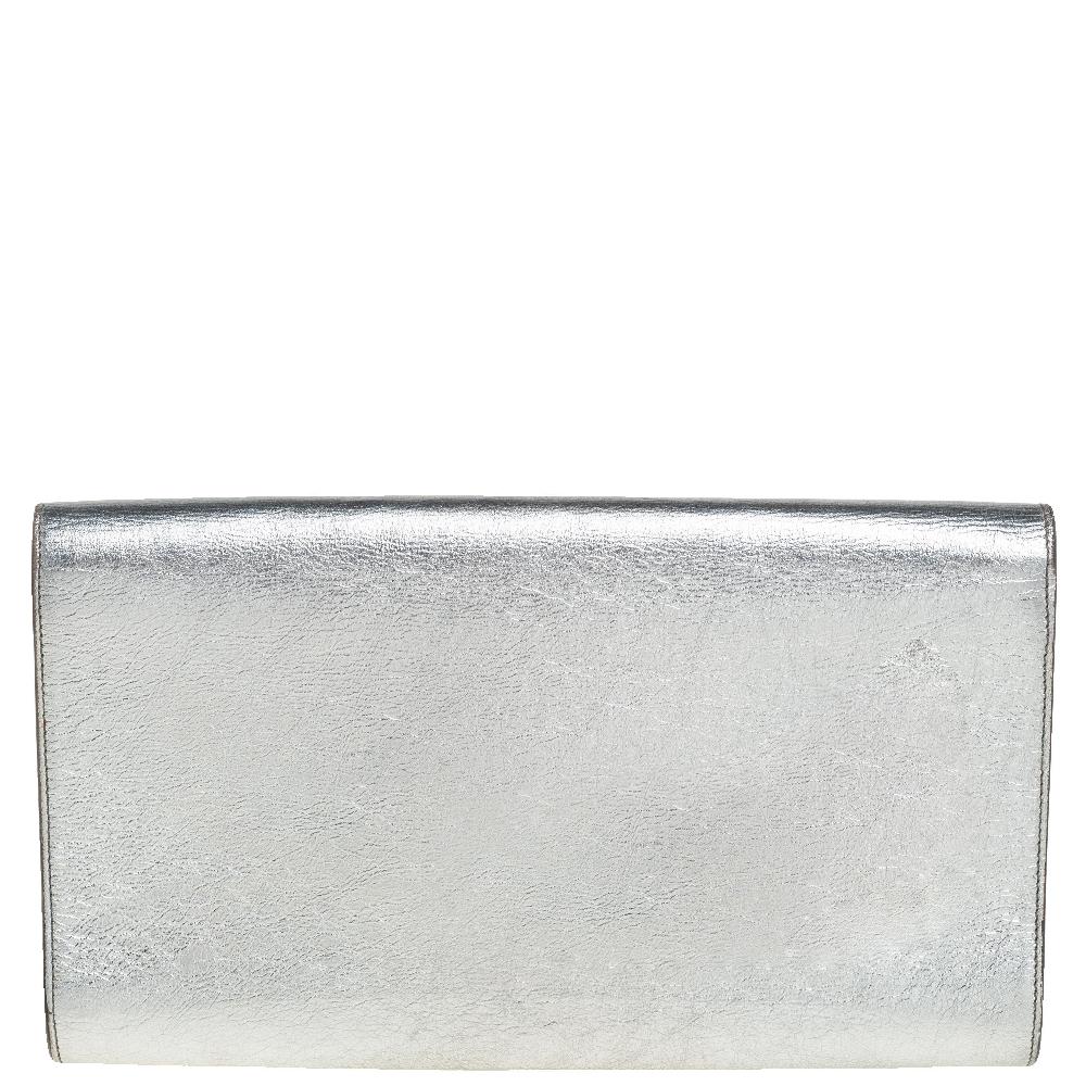 ysl silver clutch