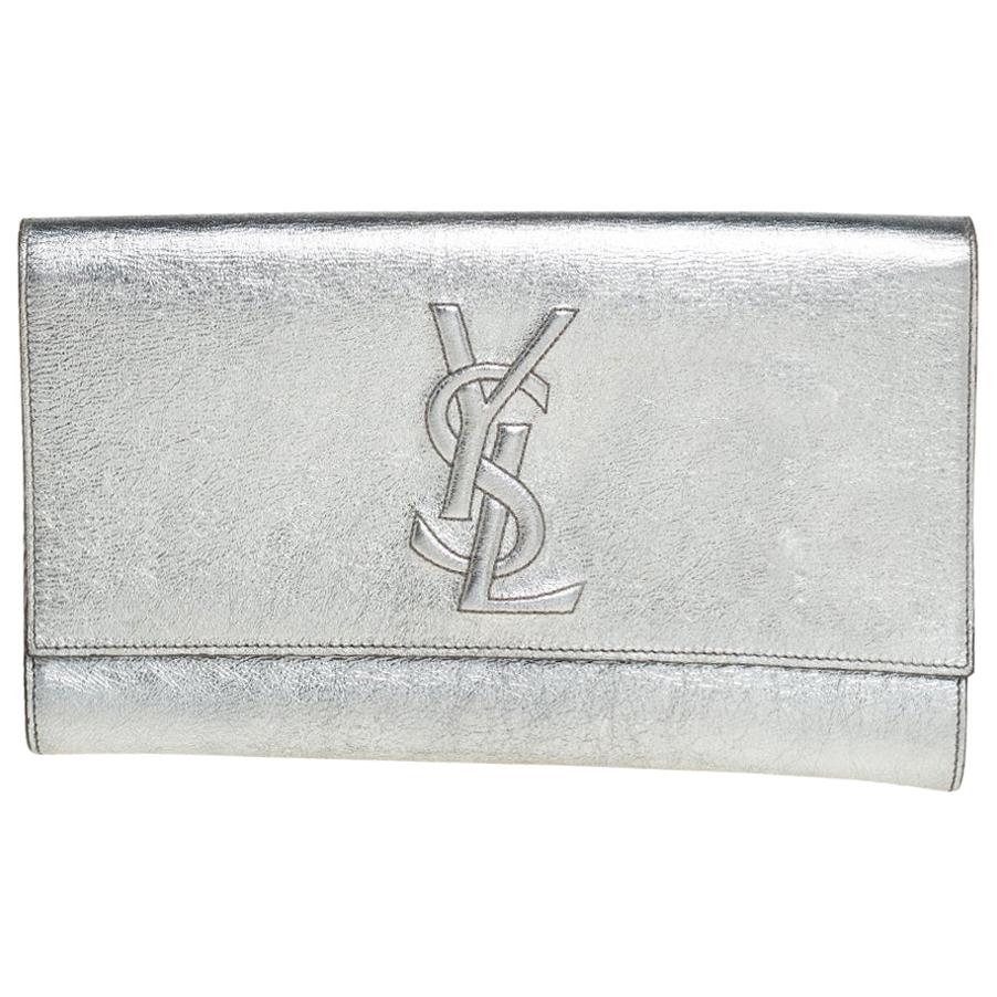 Yves Saint Laurent Metallic Leather Belle De Jour Flap Clutch