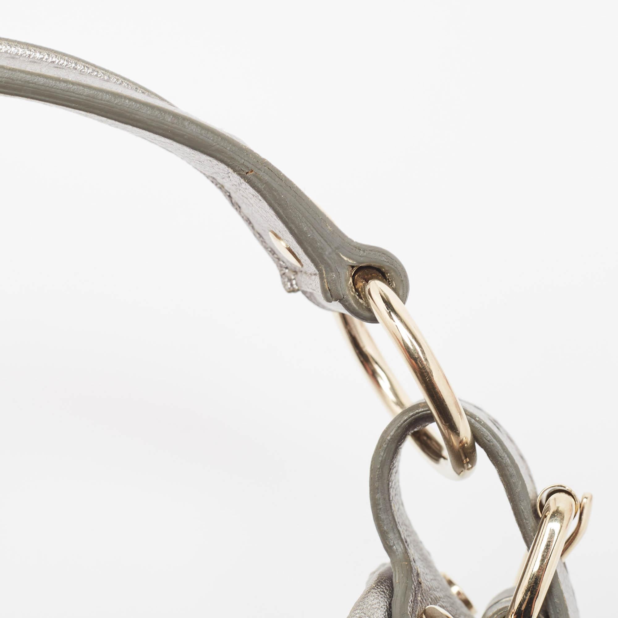 Yves Saint Laurent Metallic Leather Pleated Bow Hobo For Sale 6