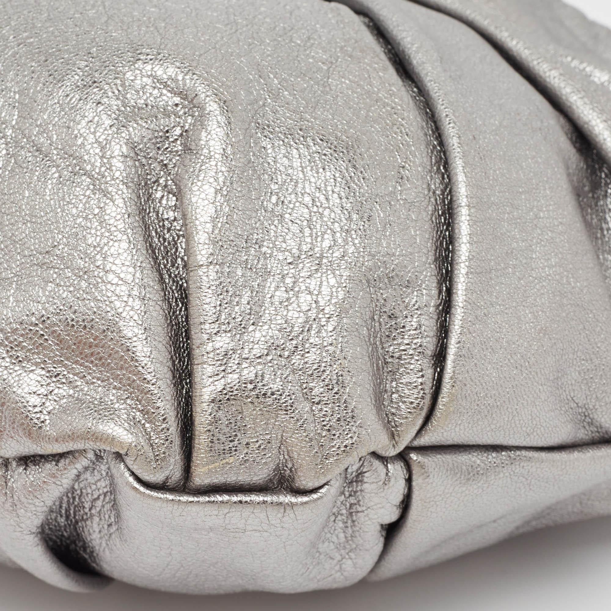 Yves Saint Laurent Metallic Leather Pleated Bow Hobo 8