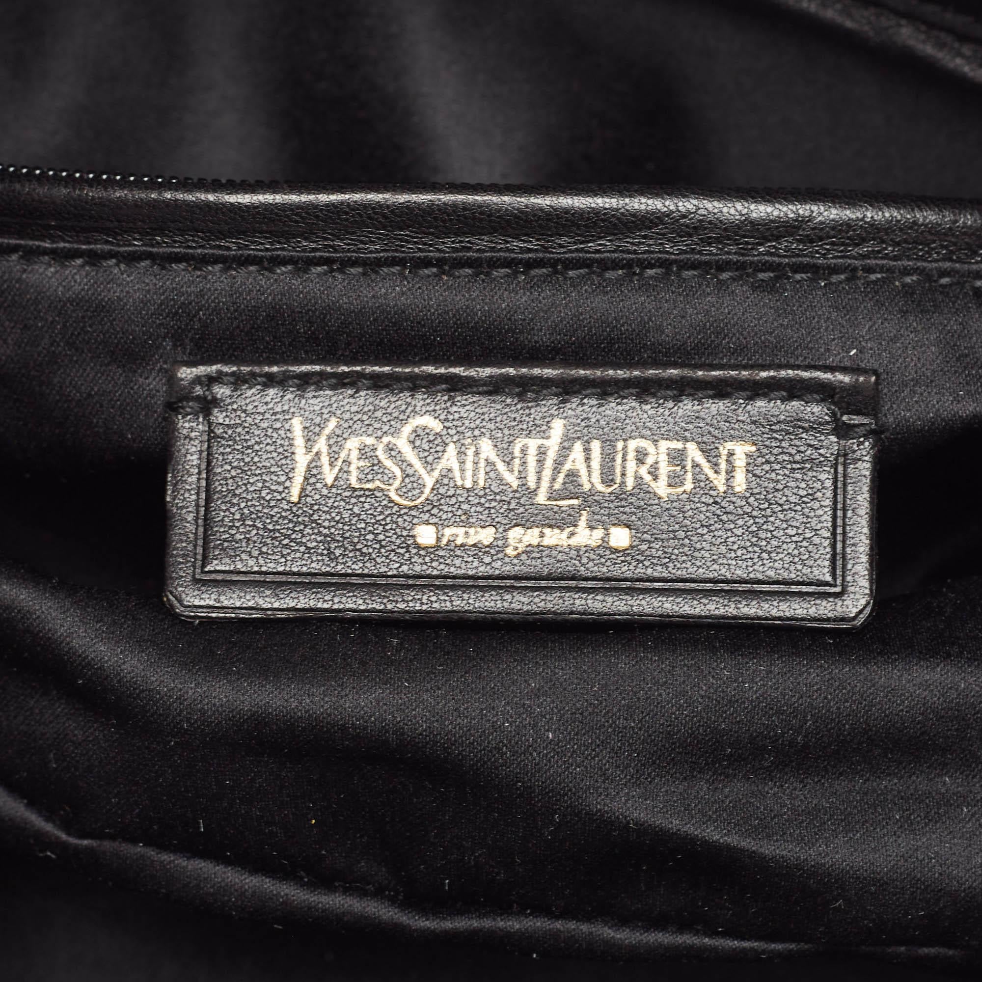 Yves Saint Laurent Metallic Leather Pleated Bow Hobo 2