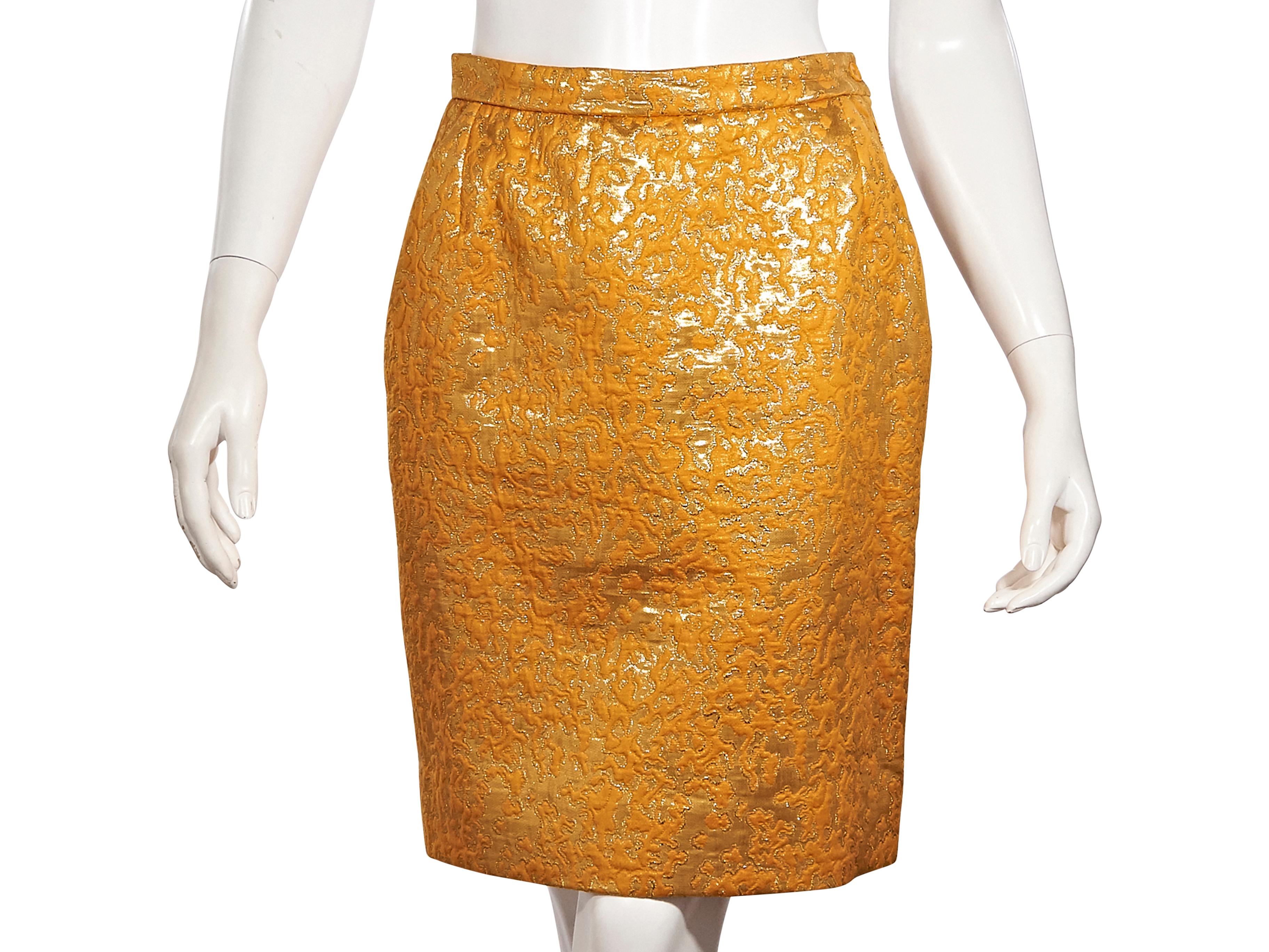 Women's Yves Saint Laurent Metallic Marigold Cotton Brocade Skirt Suit Set