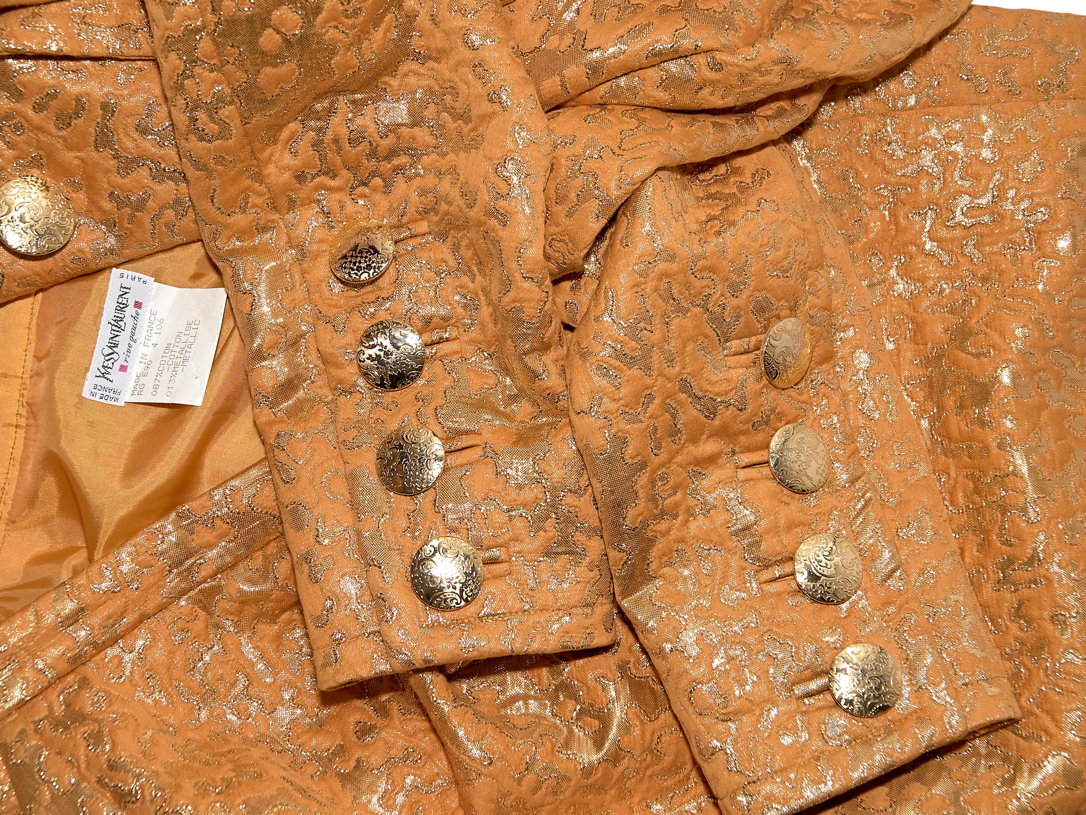 Yves Saint Laurent Metallic Marigold Cotton Brocade Skirt Suit Set 1