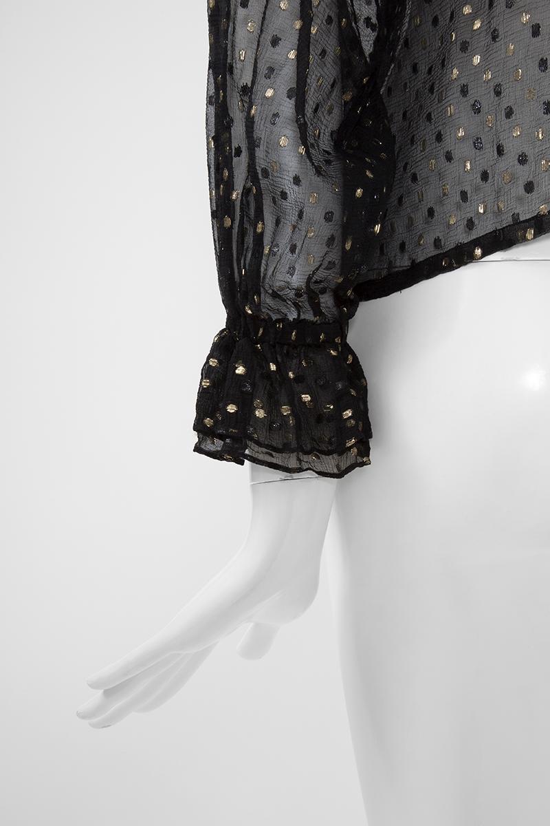 Yves Saint Laurent Metallic Polka Dots Evening Blouse In Good Condition For Sale In Geneva, CH