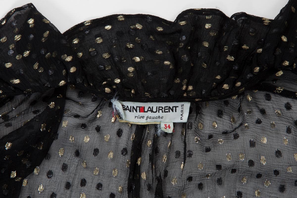 Yves Saint Laurent Metallic Polka Dots Evening Blouse For Sale 1
