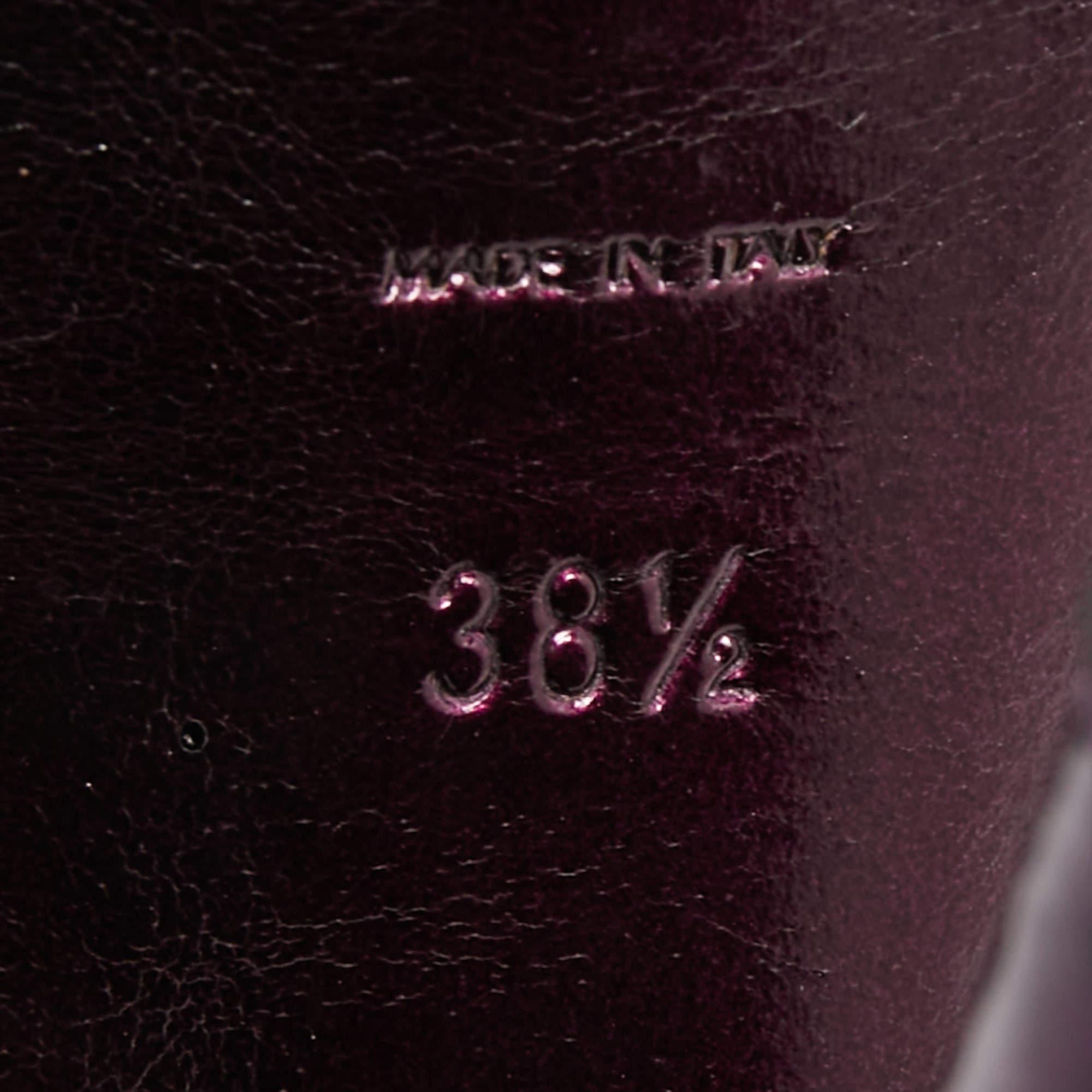 Yves Saint Laurent Metallic Purple Leather Tribute Sandals Size 38.5 2