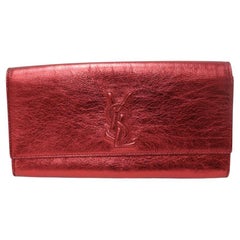 Yves Saint Laurent Metallic Red Leather Belle De Jour Flap Clutch