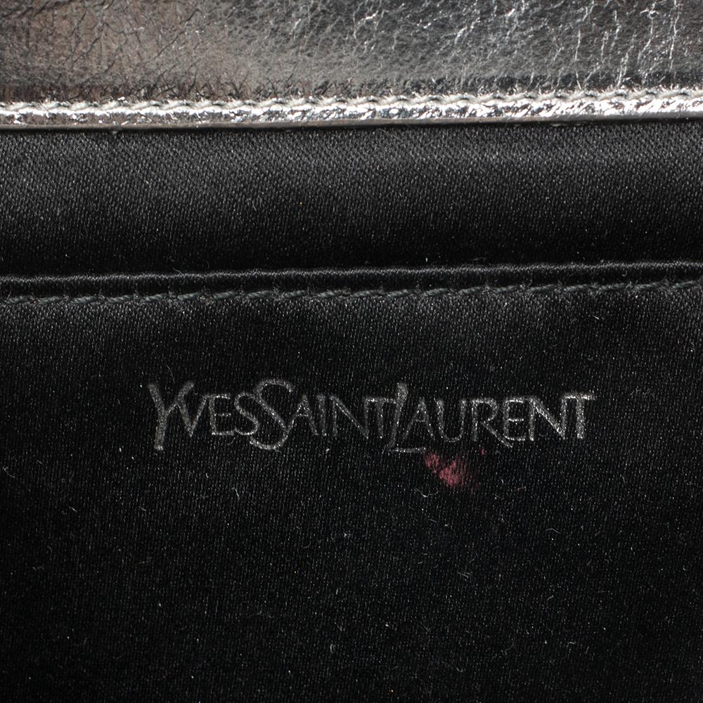 Yves Saint Laurent Metallic Silver Leather Belle De Jour Clutch 1