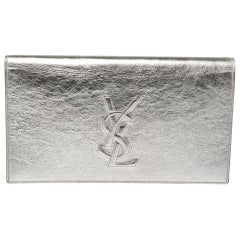 Yves Saint Laurent Metallic Silver Leather Belle De Jour Clutch