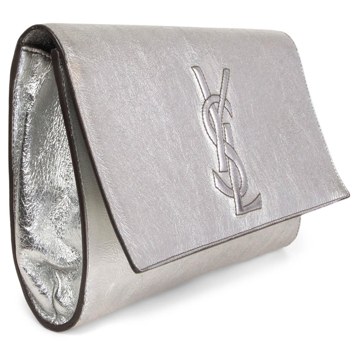 silver ysl clutch